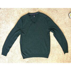 Banana Republic Men's Green 100% Merino Wool V-Neck Sweater Size L